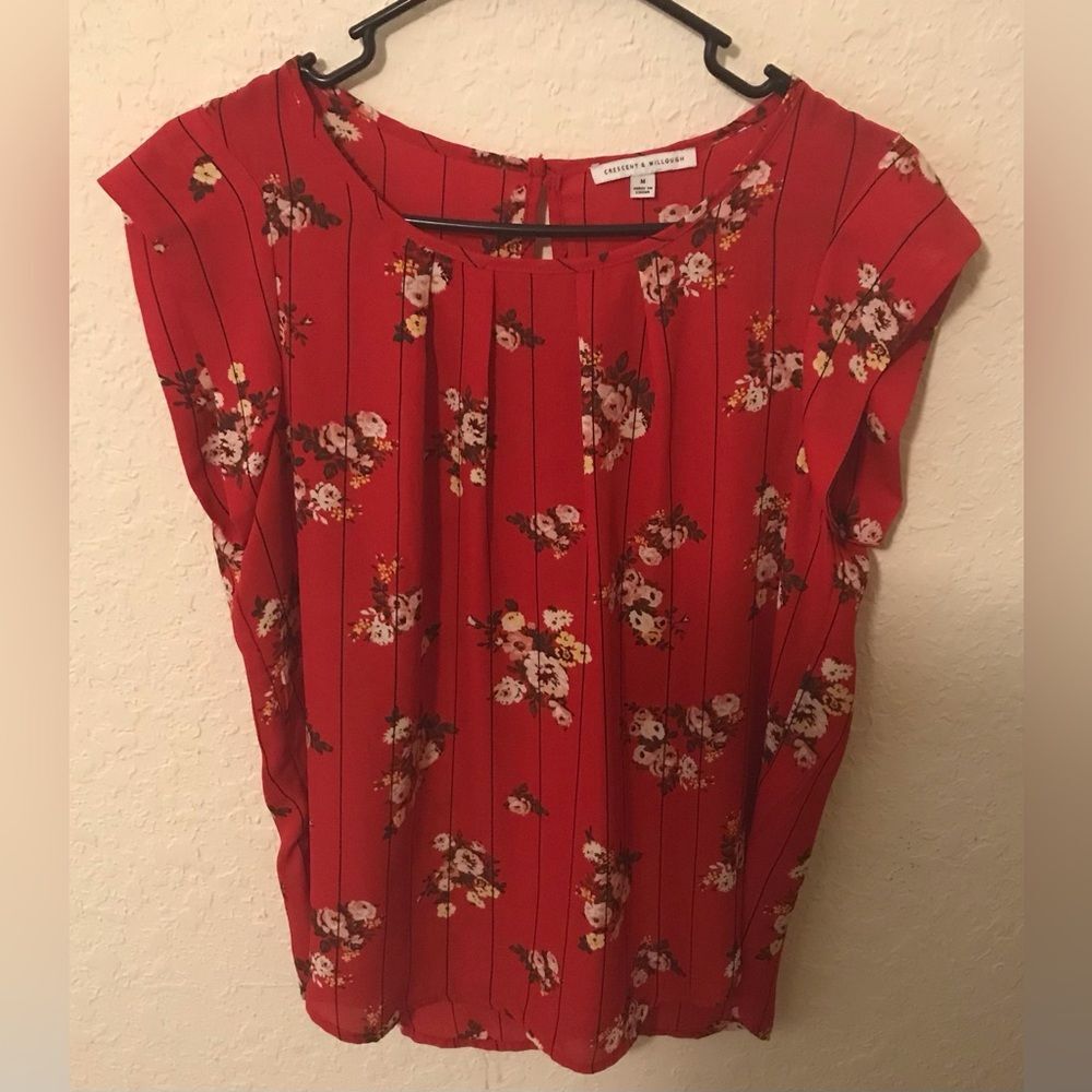 Women’s Crescent & Willough Red & Black Striped Floral Shirt